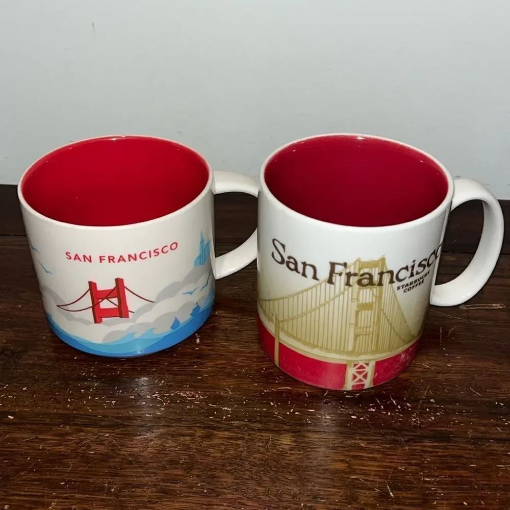 2-Starbucks Collector Series. 16 oz.San Francisco Coffee Cup Mug 2009 & 2015